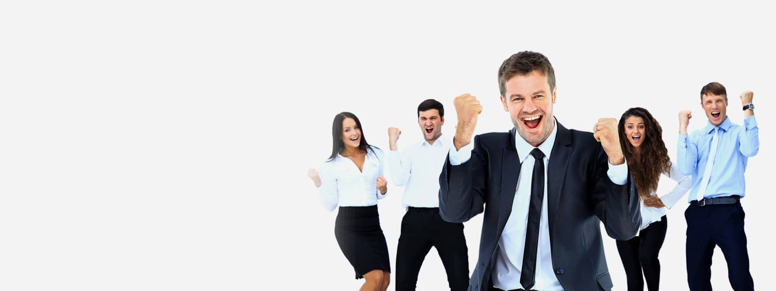 excited business people